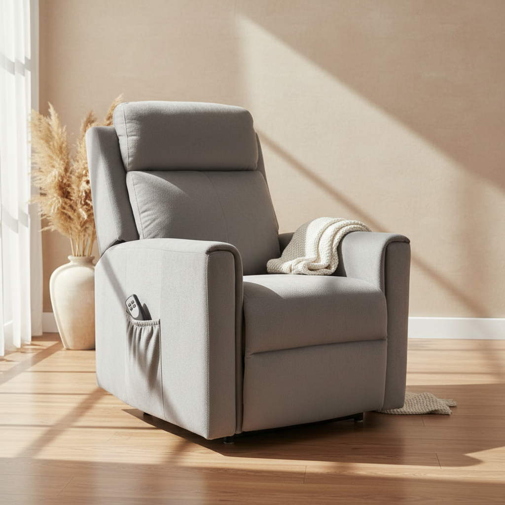 Gray recliner chair on a white background