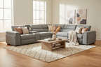 Gray sectional sofa on a white background