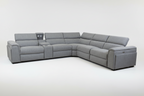 Byrovix Fabric Corner Modular Lounge W/2 END Electric Recliner-451 Light Grey