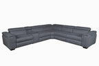Byrovix Fabric Corner Modular Lounge W/2 END Electric Recliner-Dark Grey