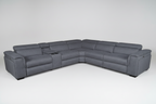 Byrovix Fabric Corner Modular Lounge W/2 END Electric Recliner-Dark Grey
