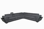 Byrovix Fabric Corner Modular Lounge W/2 END Electric Recliner-Dark Grey