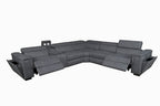 Byrovix Fabric Corner Modular Lounge W/2 END Electric Recliner-Dark Grey
