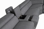Byrovix Fabric Corner Modular Lounge W/2 END Electric Recliner-Dark Grey