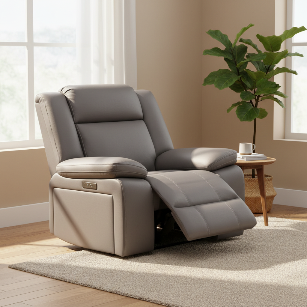 Coopvix Dual Motor Electric Recliner Abby Fabric Lounge-Light Grey