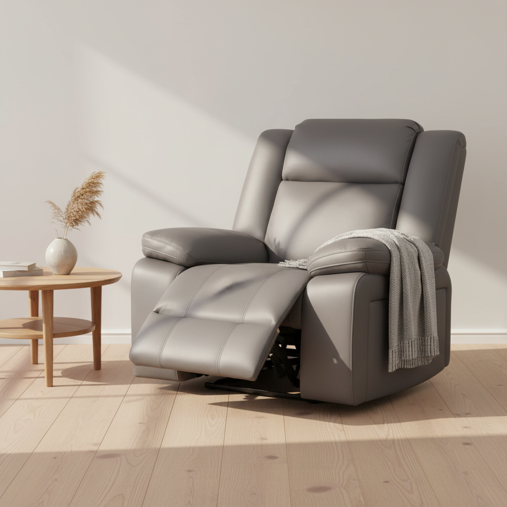 Coopvix Dual Motor Electric Recliner Abby Fabric Lounge-Light Grey