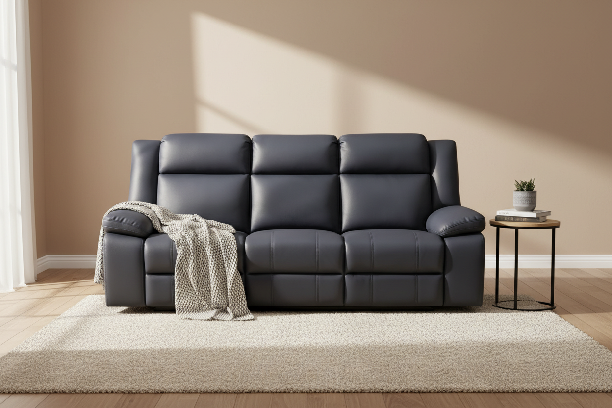 Coopvix Dual Motor Electric Recliner Abby Fabric Lounge-Charcoal