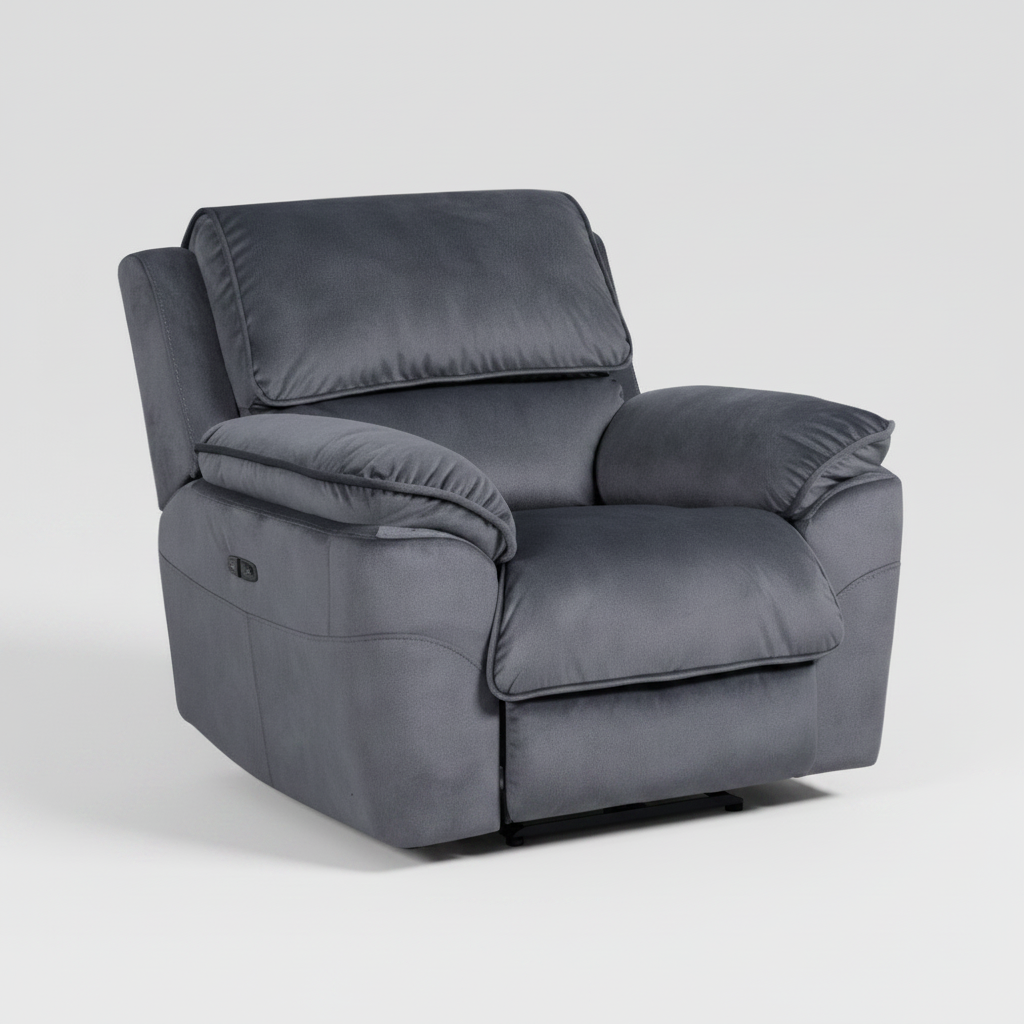 Mempvix Single Motor Electric Recliner Suave Fabric Lounge -Shadow