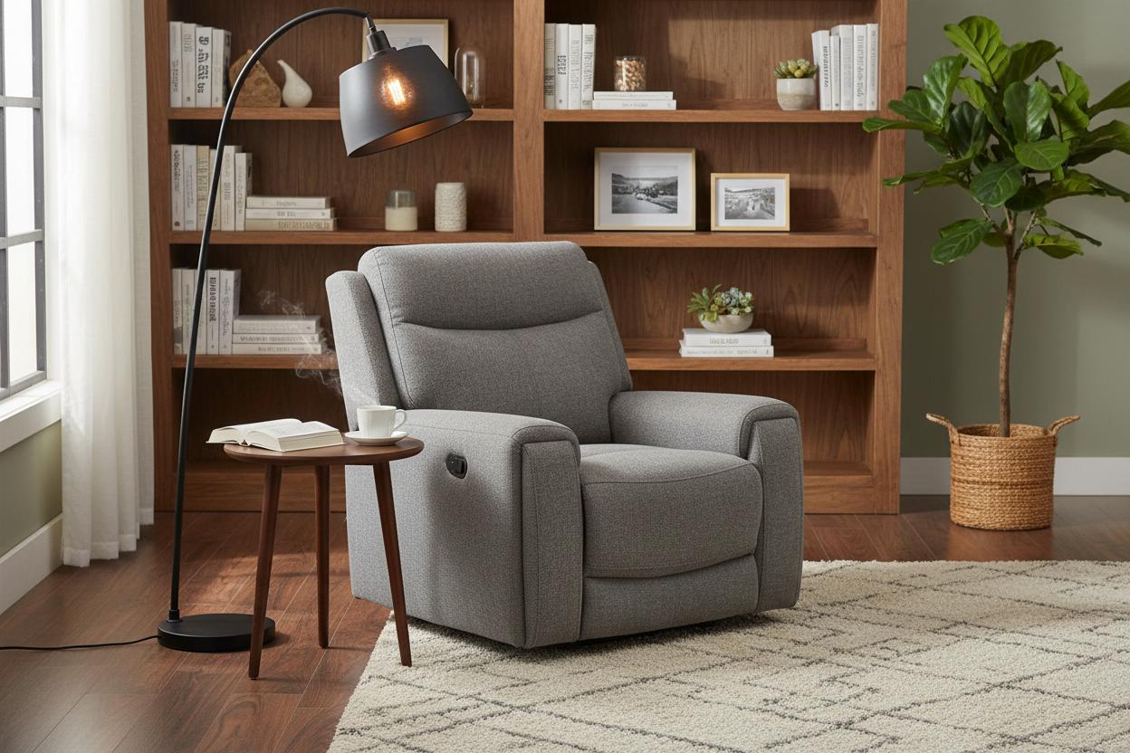 Regevix Fabric Dual Motor Electric Recliner Lounge -Tone Grey