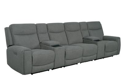 Regevix Fabric Dual Motor Electric Recliner Lounge -Tone Grey