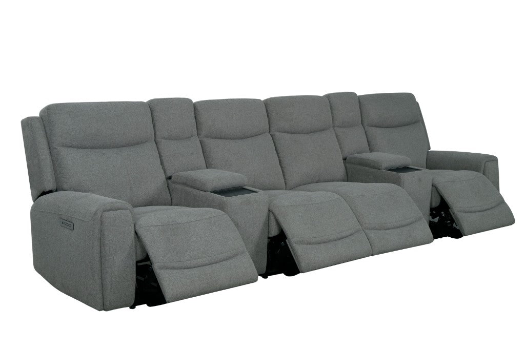 Regevix Fabric Dual Motor Electric Recliner Lounge -Tone Grey