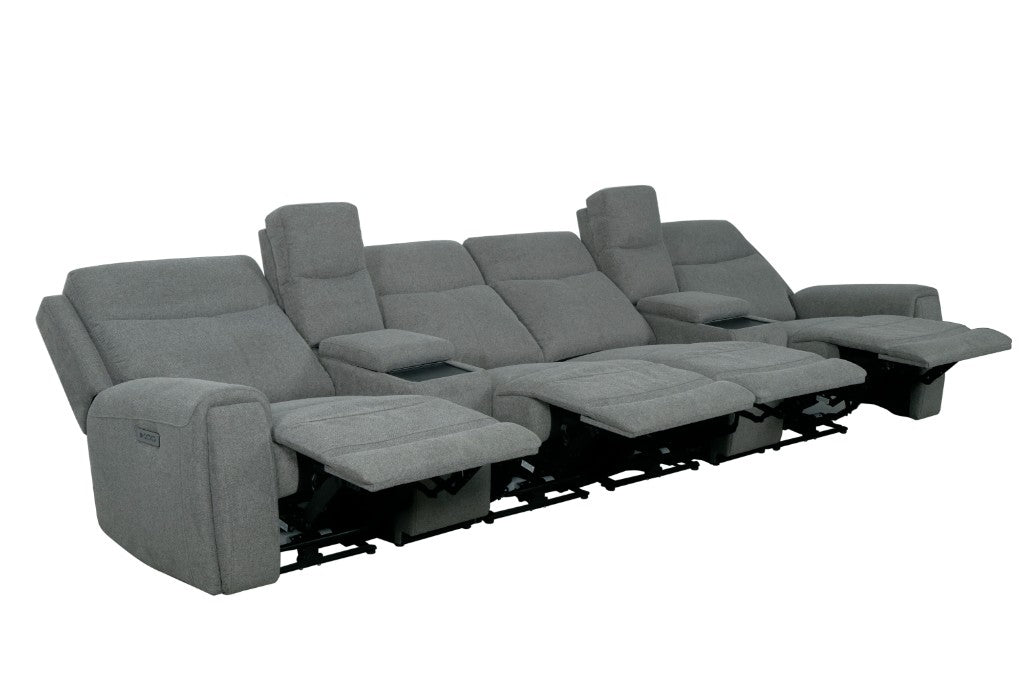 Regevix Fabric Dual Motor Electric Recliner Lounge -Tone Grey