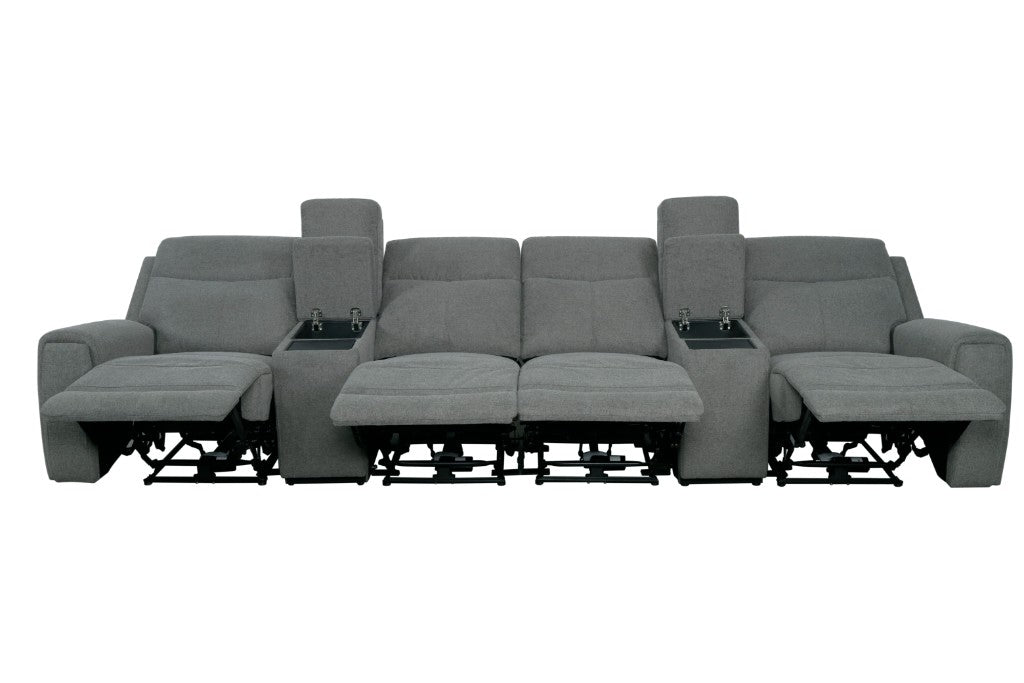 Regevix Fabric Dual Motor Electric Recliner Lounge -Tone Grey