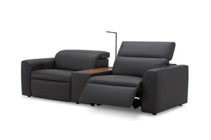 Home Theatre Cowhide Leather 2 Electric Recliner & Console-Graphite