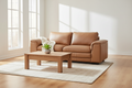 Brown leather sofa on a white background