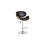 MONACO BAR CHAIR CHROME AND WALNUT BLACK PU