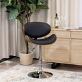 MONACO BAR CHAIR CHROME AND WALNUT BLACK PU