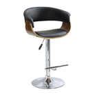FOCUS BAR CHAIR CHROME AND WALNUT BLACK PU