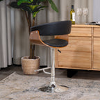 FOCUS BAR CHAIR CHROME AND WALNUT BLACK PU