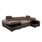 Brighvix Rhino Fabric Sofa Bed RHF Chaise Ottoman  -Mushroom