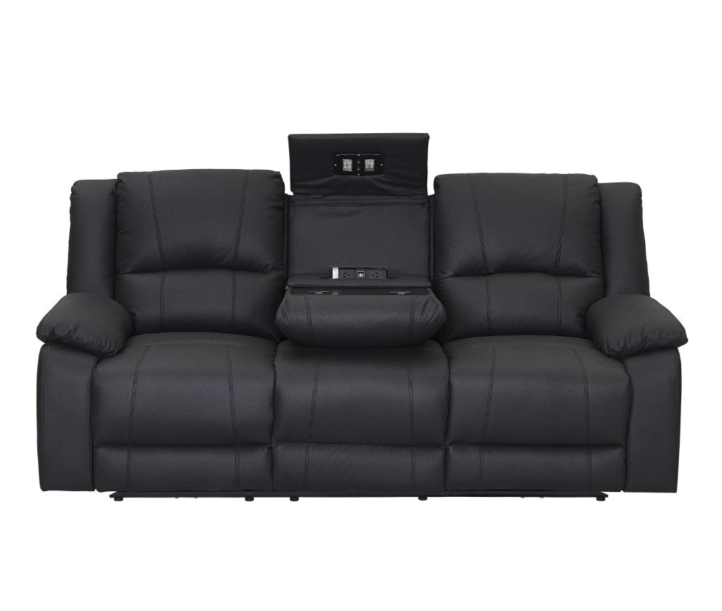 Captvix 3 Seater Rhino Suede Fabric Electric Recliner Lounge -Black Onyx