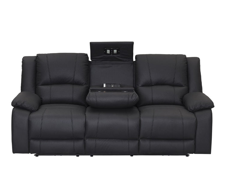 Captvix 3 Seater Rhino Suede Fabric Electric Recliner Lounge -Black Onyx