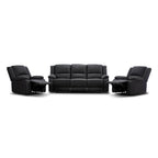 Captvix 3 Seater Lounge with 2 Single Recliner Rhino Suede Set- Jet