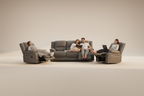 Gray reclining sofa set on a white background