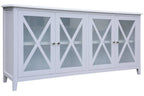 Hampton Timber 180cm 4 Drawer Glass Buffet-White