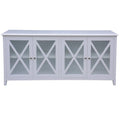 Hampton Timber 180cm 4 Drawer Glass Buffet-White