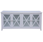 Hampton Timber 180cm 4 Drawer Glass Buffet-White