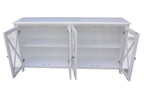 Hampton Timber 180cm 4 Drawer Glass Buffet-White