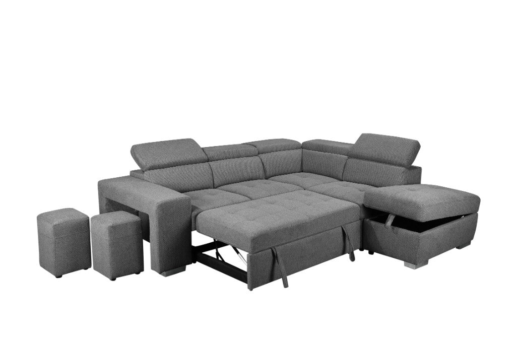 Ivanhoe 2 Seater Storage Sofa Lounge with Pull-Out Sofa Bed- RHF Strom