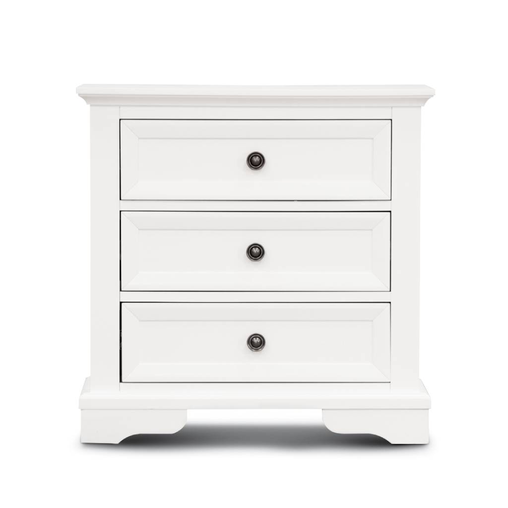 OFFO Sala 3 Drawer Bed Side Table Nightstand-White