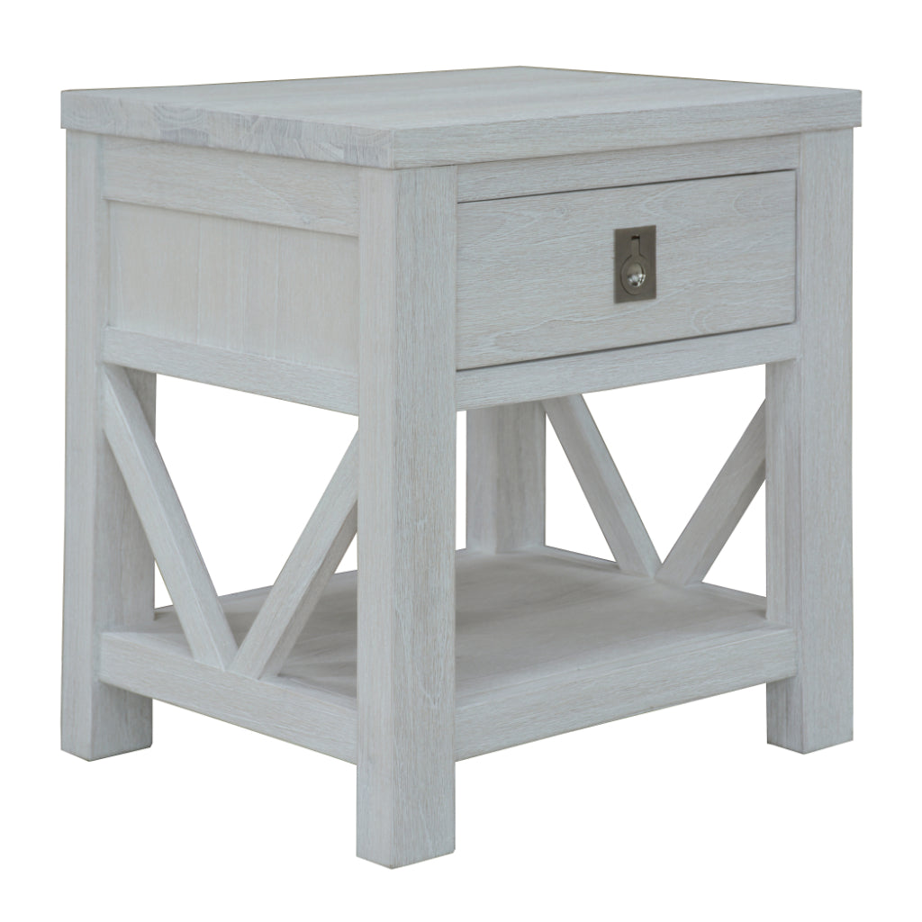 OFFO ATLANTIC 1 Drawer Bedside Table White Wash