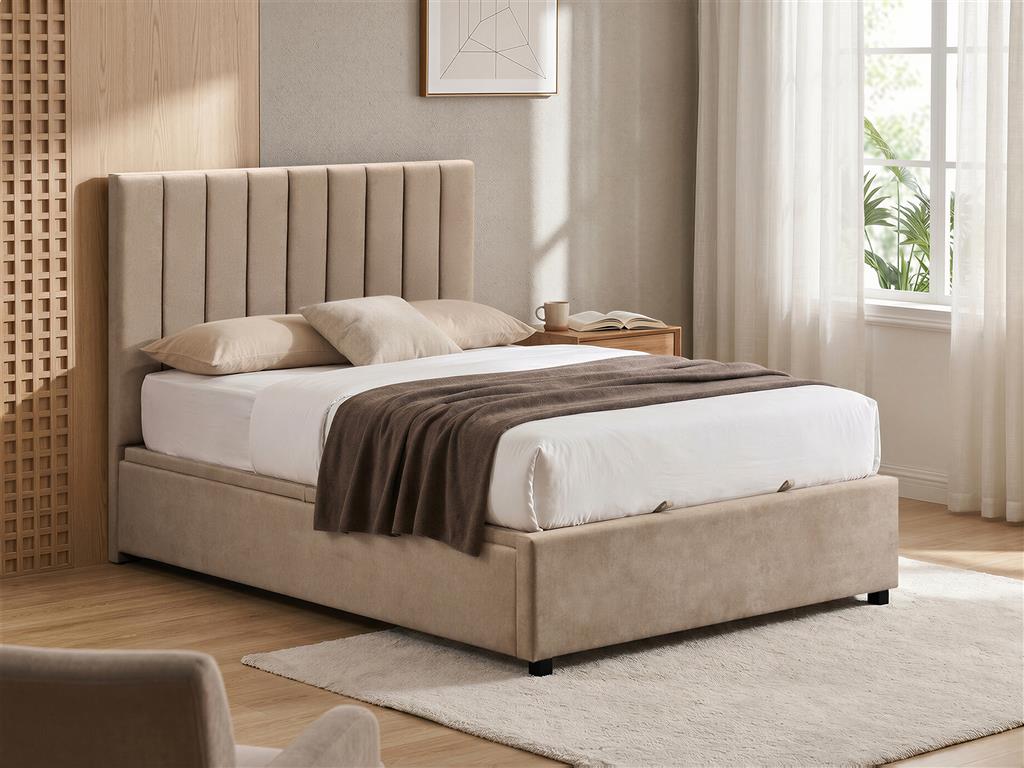 Atlasvix Fabric Bed With Gaslift Strorage Coffee
