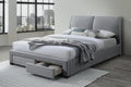 Avix Queen Bed 2 Drawer Storage Upholstered Fabric - Grey
