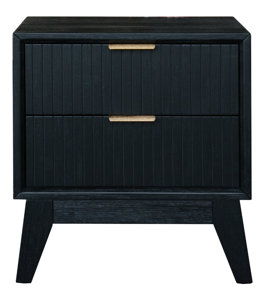 ELLA 2 Drawer Bedside Table Brushed Black