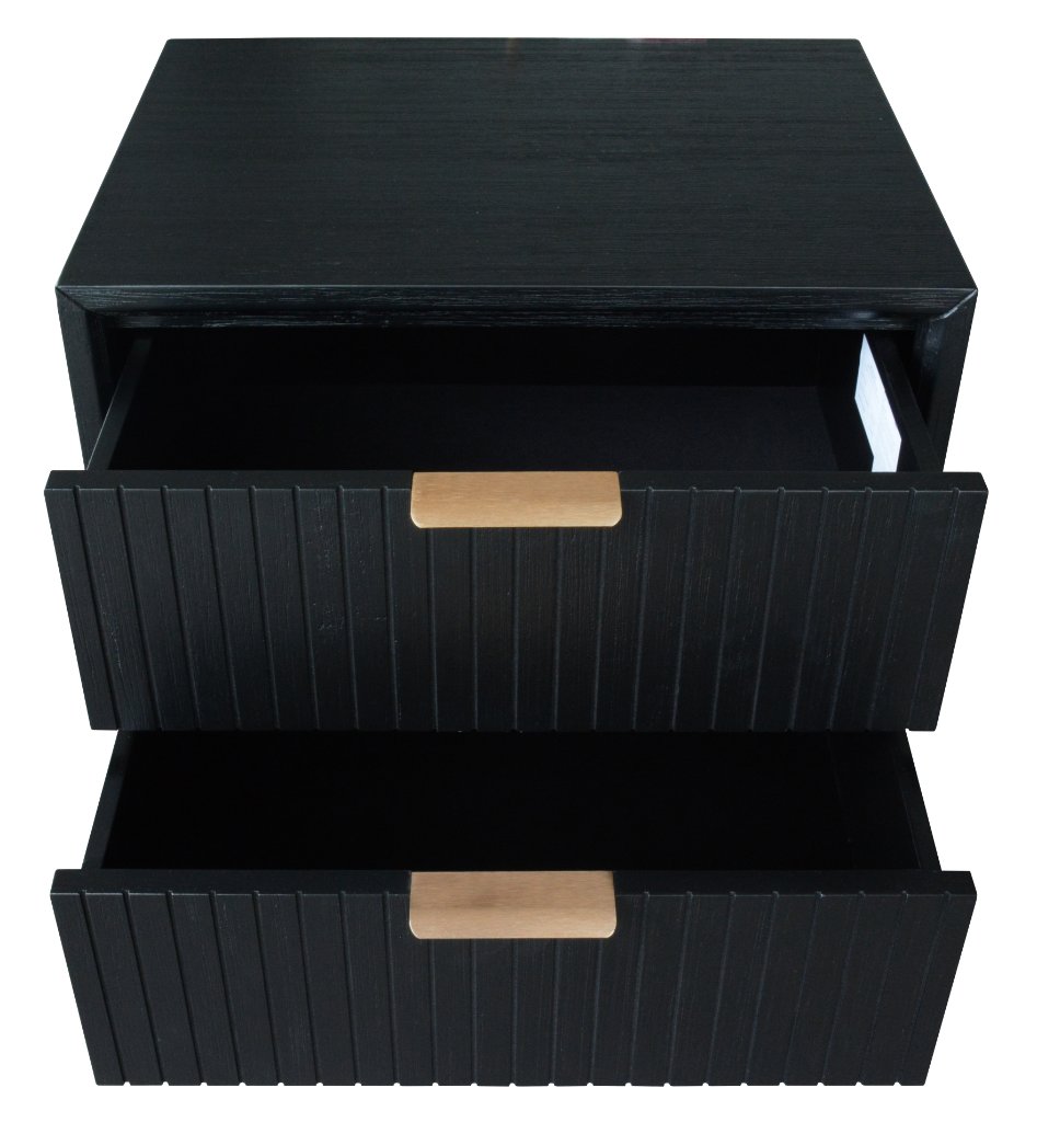 OFFO ELLA 2 Drawer Bedside Table Brushed Black