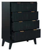 Ellavix 4 Drawers Tallboy-Black