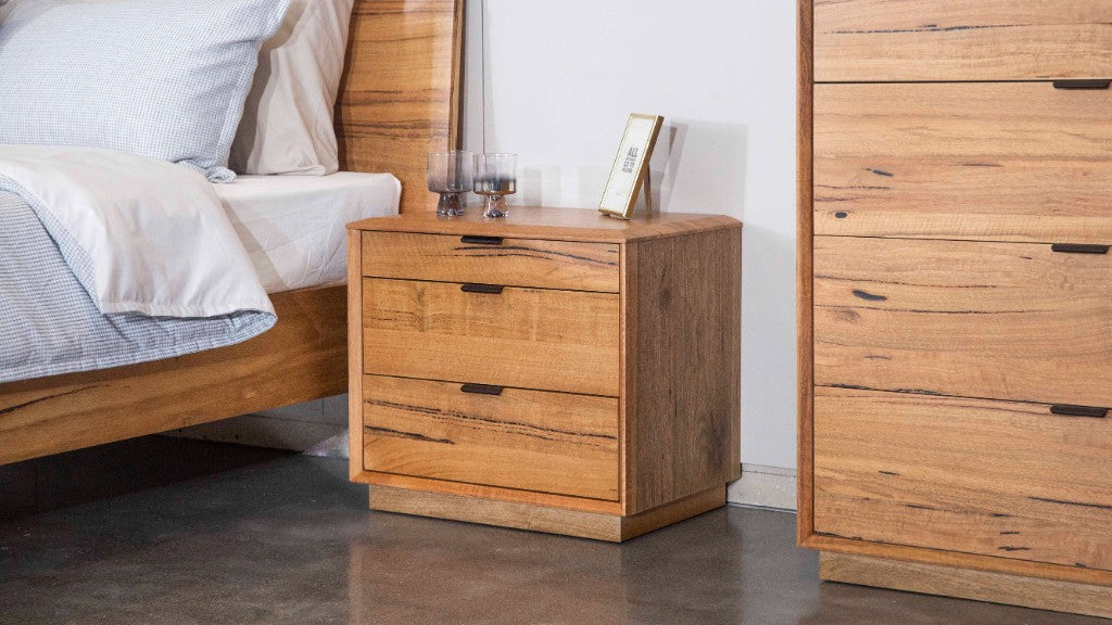 OFFO Galway 3 Drawers Bedside Table Natural