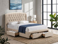 Gatsbyvix Fabric Bed With 4 Drawers-Wheat