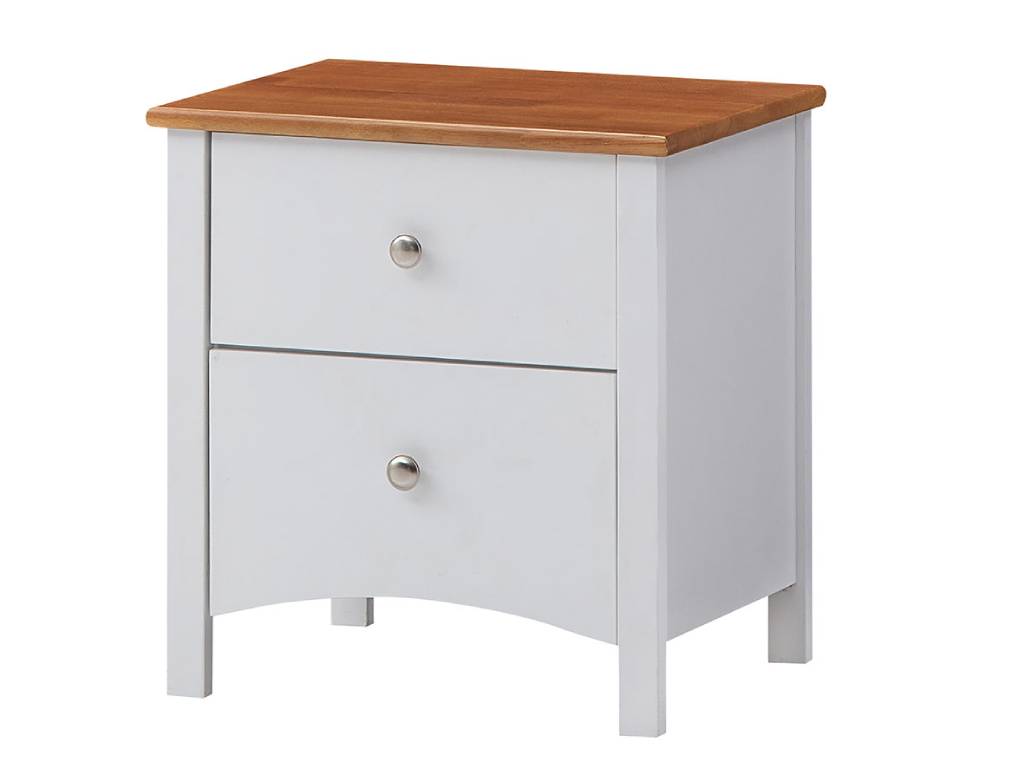 OFFO GENEVA 2 Drawer Bedside Table White Pine