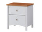 OFFO GENEVA 2 Drawer Bedside Table White Pine