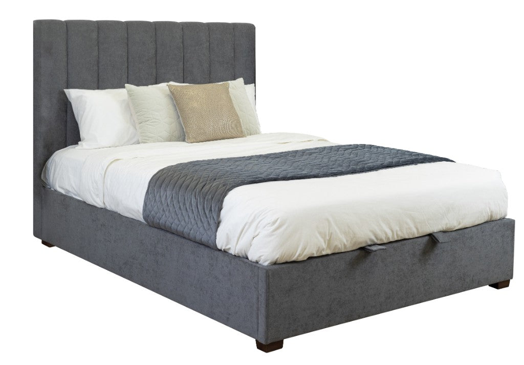 OFFO Homer Gas Lift Storage Queen Bed-Dark Grey