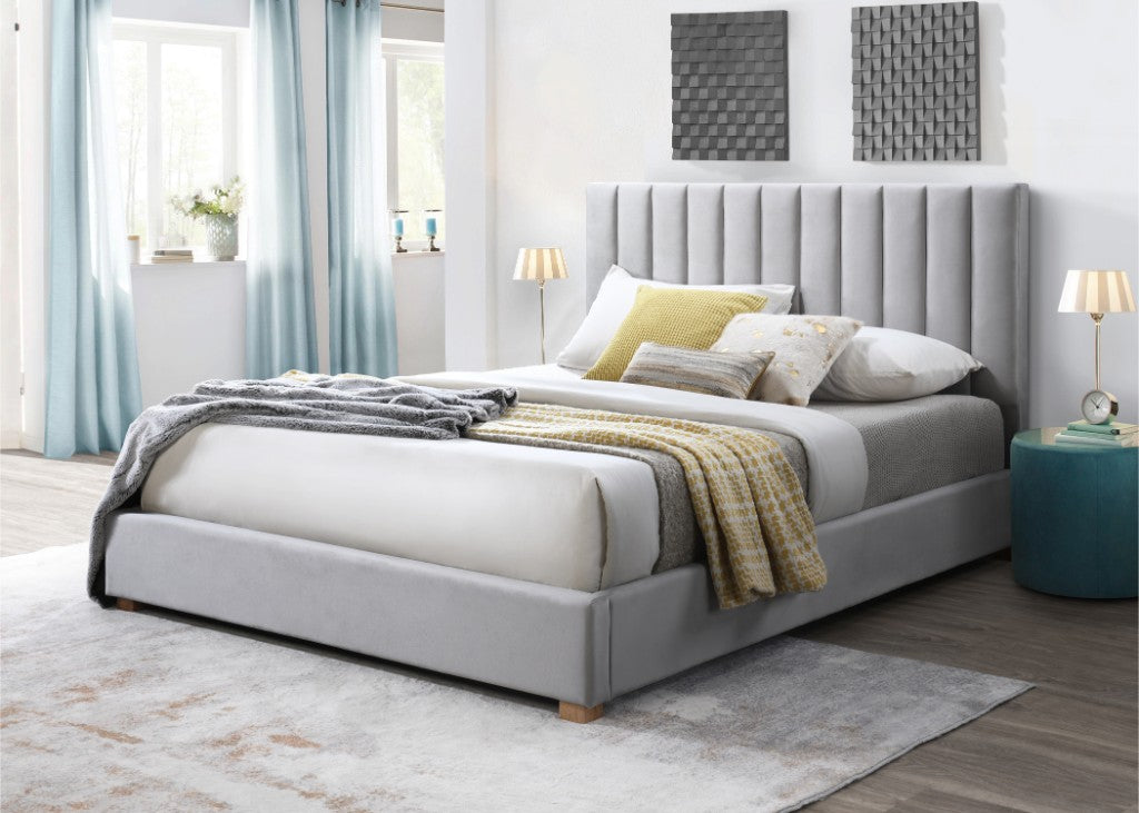 Marcvix Upholstered Bed Storage -Light Grey