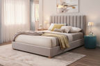Marcvix Upholstered Bed Storage -Light Grey