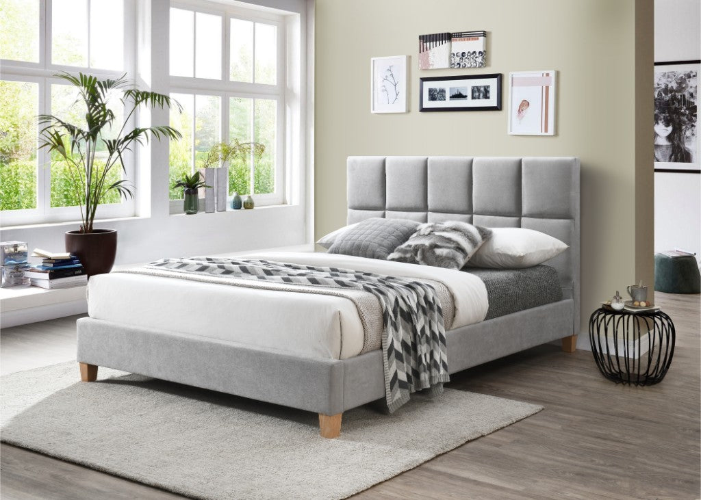 Marley Upholstered Double Bed-Mist Light Grey