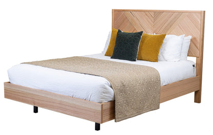 Perisher Parquetry Queen Bed-Natural