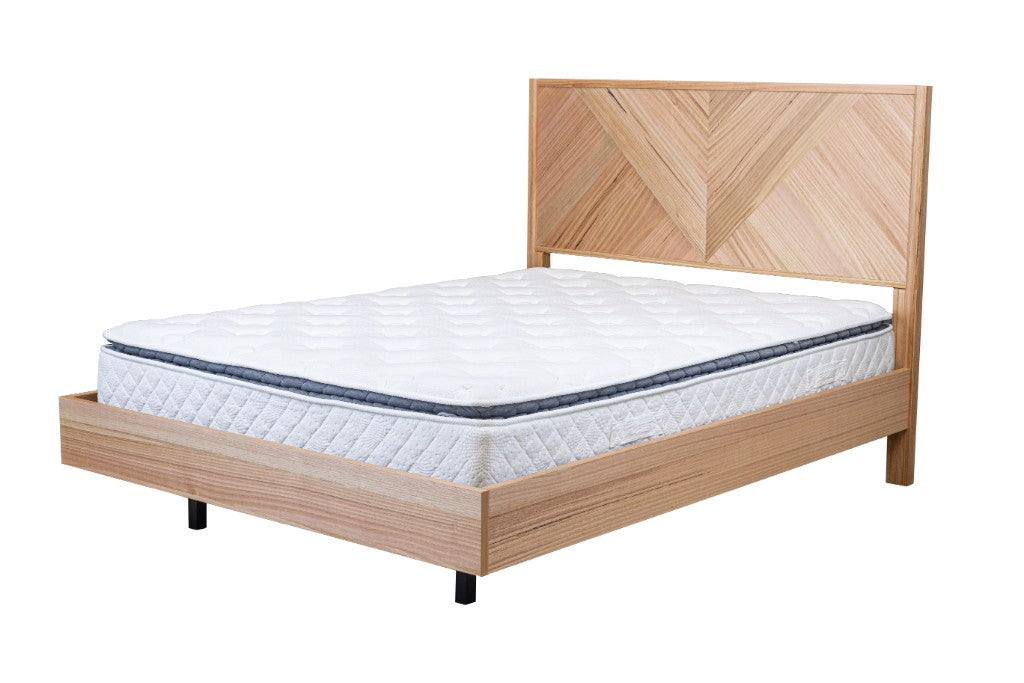 Perisher Parquetry Queen Bed-Natural